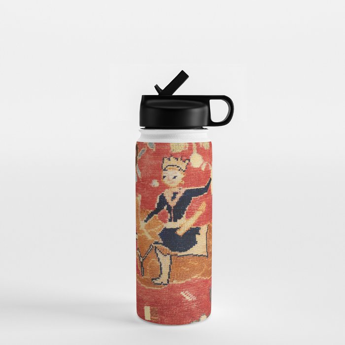 17th Century Isfahan Persian Animal Rug Print Water Bottle