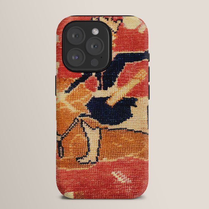 17th Century Isfahan Persian Animal Rug Print iPhone Case