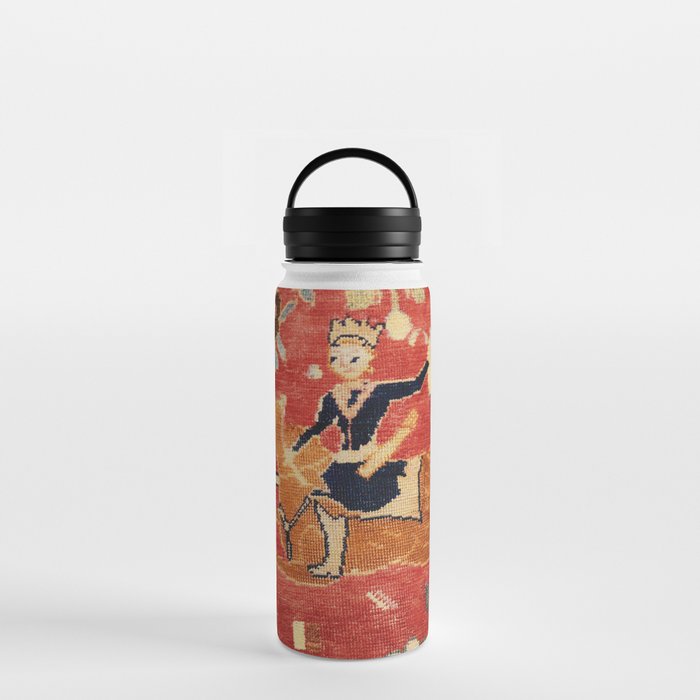 17th Century Isfahan Persian Animal Rug Print Water Bottle