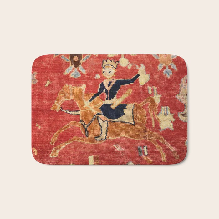 17th Century Isfahan Persian Animal Rug Print Bath Mat