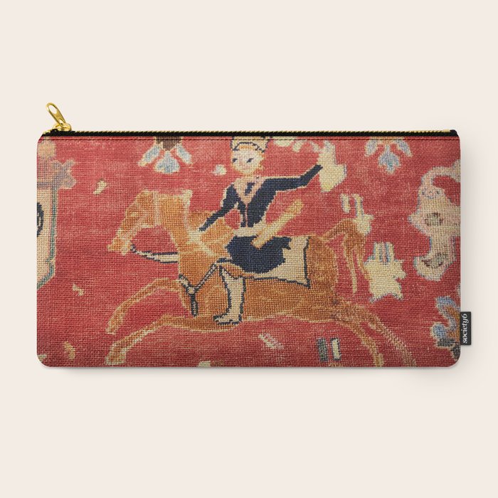 17th Century Isfahan Persian Animal Rug Print Carry All Pouch