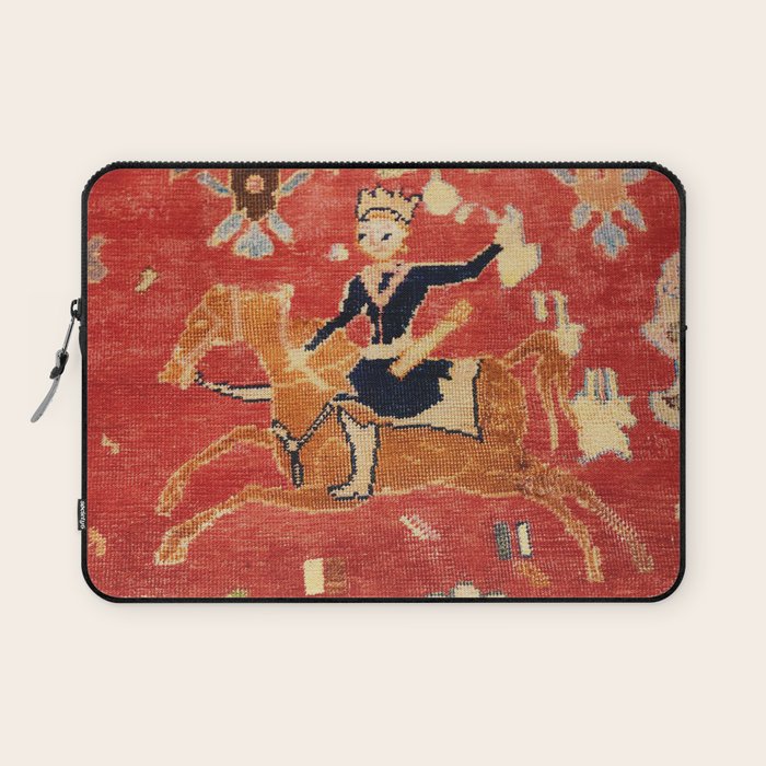 17th Century Isfahan Persian Animal Rug Print Laptop Sleeve
