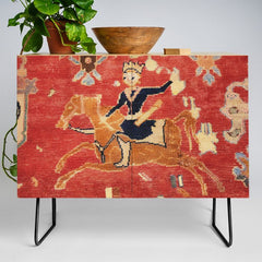 17th Century Isfahan Persian Animal Rug Print Credenza
