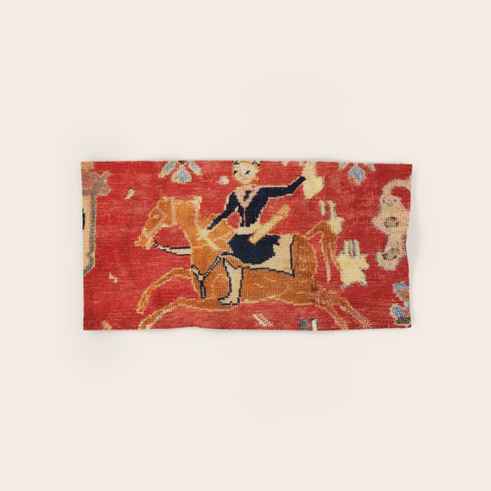 17th Century Isfahan Persian Animal Rug Print Bath Towel