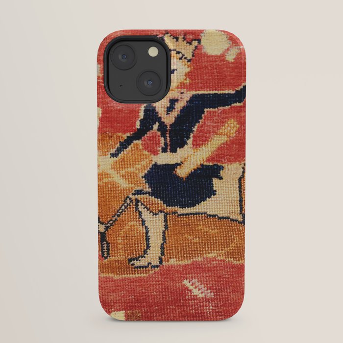 17th Century Isfahan Persian Animal Rug Print iPhone Case