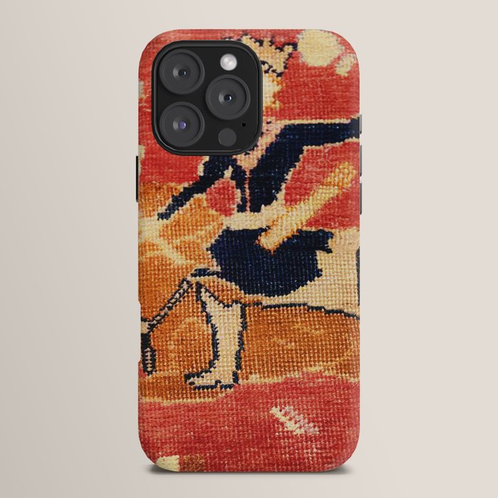 17th Century Isfahan Persian Animal Rug Print iPhone Case