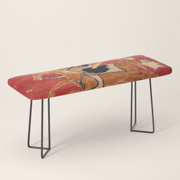 17th Century Isfahan Persian Animal Rug Print Bench