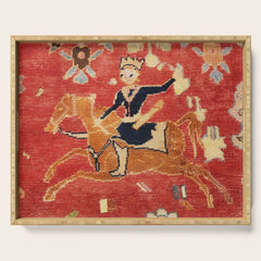 17th Century Isfahan Persian Animal Rug Print Serving Tray