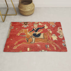 17th Century Isfahan Persian Animal Rug Print Rug