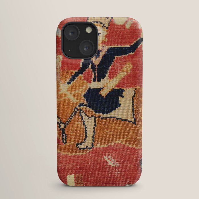 17th Century Isfahan Persian Animal Rug Print iPhone Case