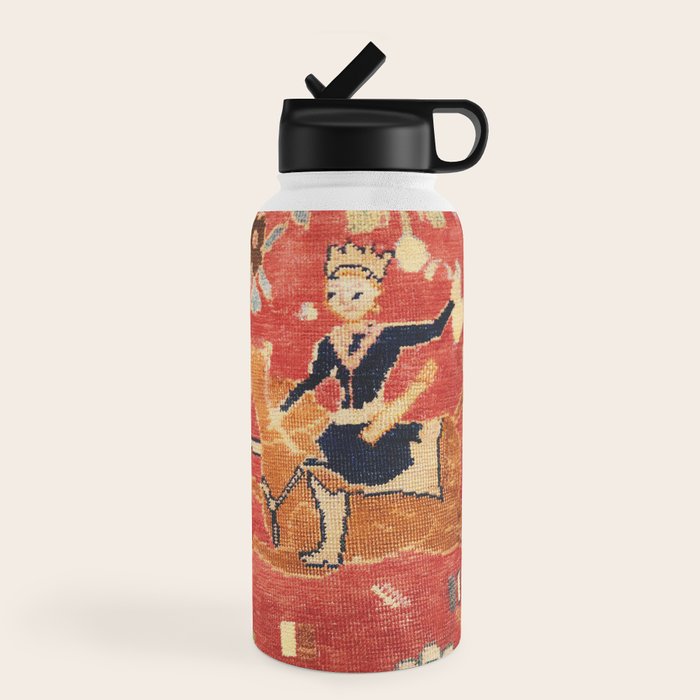 17th Century Isfahan Persian Animal Rug Print Water Bottle