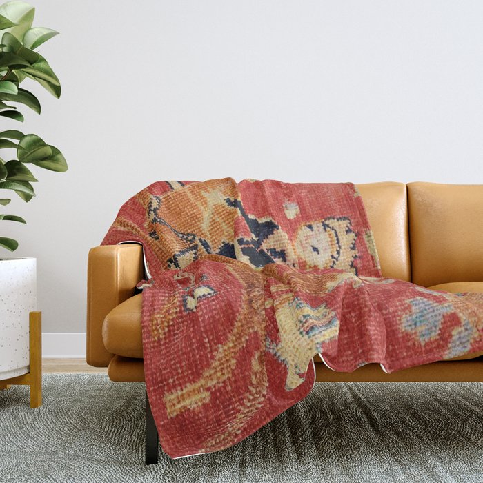 17th Century Isfahan Persian Animal Rug Print Throw Blanket