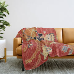 17th Century Isfahan Persian Animal Rug Print Throw Blanket