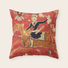 17th Century Isfahan Persian Animal Rug Print Throw Pillow