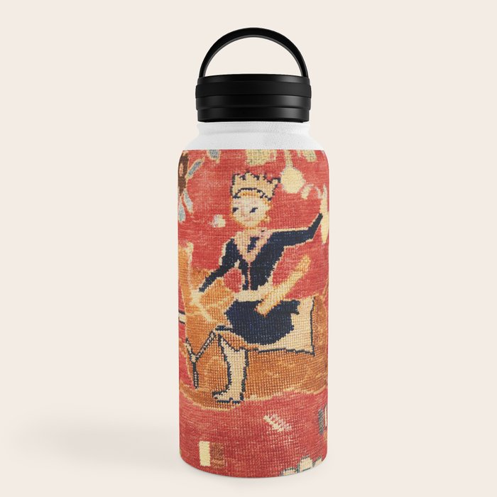 17th Century Isfahan Persian Animal Rug Print Water Bottle