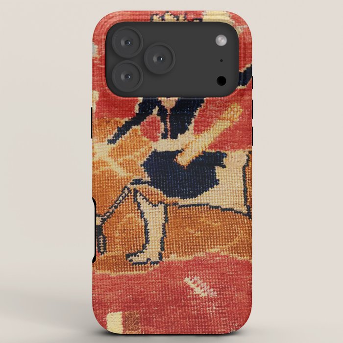 17th Century Isfahan Persian Animal Rug Print iPhone Case