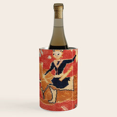 17th Century Isfahan Persian Animal Rug Print Wine Chiller