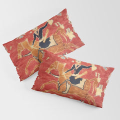 17th Century Isfahan Persian Animal Rug Print Pillow Sham