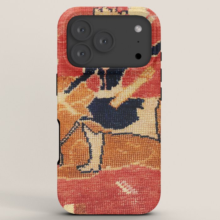 17th Century Isfahan Persian Animal Rug Print iPhone Case