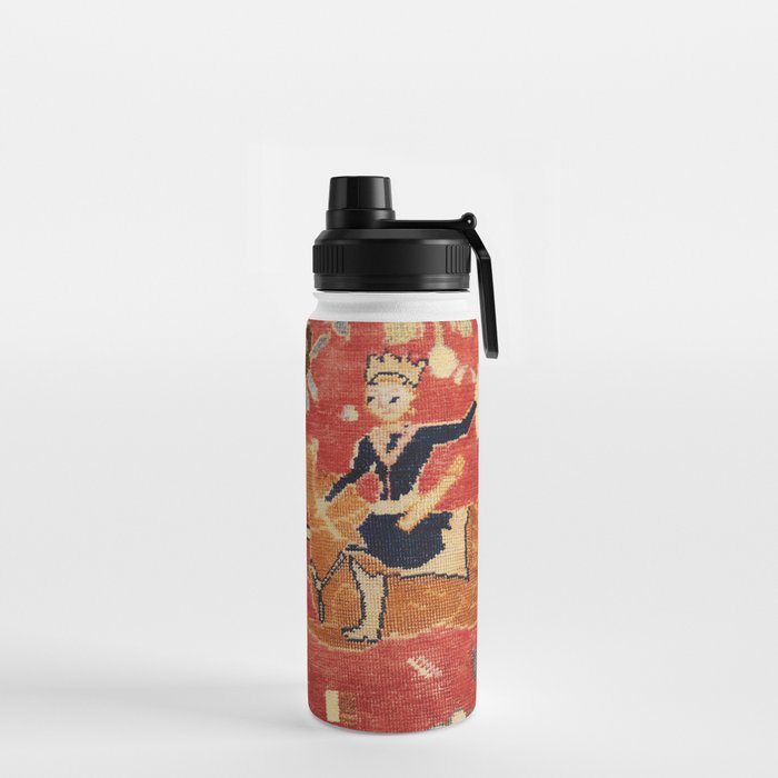 17th Century Isfahan Persian Animal Rug Print Water Bottle