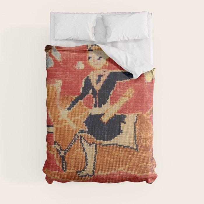 17th Century Isfahan Persian Animal Rug Print Comforter