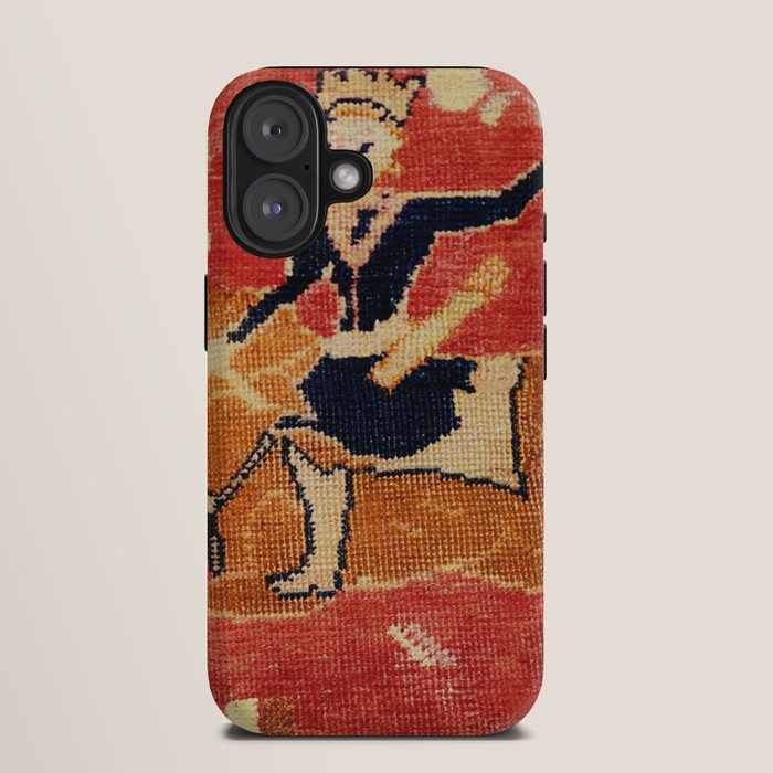 17th Century Isfahan Persian Animal Rug Print iPhone Case