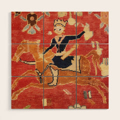17th Century Isfahan Persian Animal Rug Print Wood Wall Art