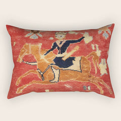 17th Century Isfahan Persian Animal Rug Print Rectangular Pillow