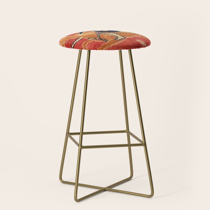 17th Century Isfahan Persian Animal Rug Print Stool