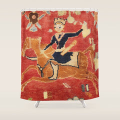17th Century Isfahan Persian Animal Rug Print Shower Curtain