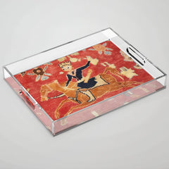 17th Century Isfahan Persian Animal Rug Print Acrylic Tray