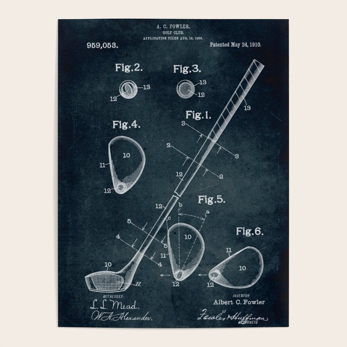 1909 - Golf Club patent art Poster
