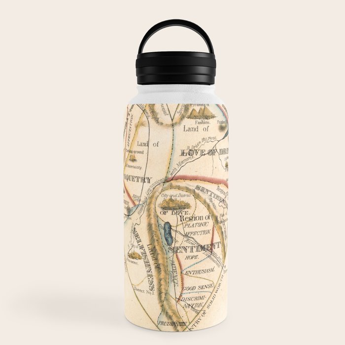 "A Map of the Open Country of a Woman's Heart" by D. W. Kellogg (c. 1833-1842) Water Bottle