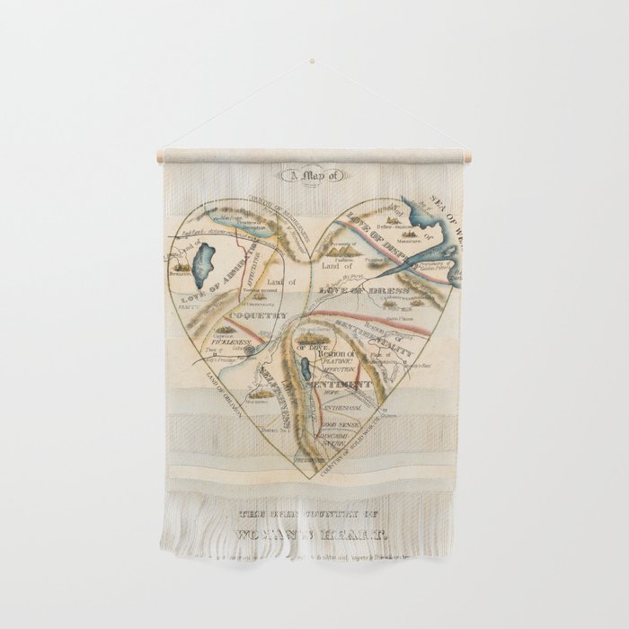 "A Map of the Open Country of a Woman's Heart" by D. W. Kellogg (c. 1833-1842) Wall Hanging