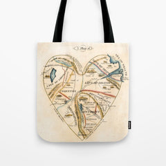 "A Map of the Open Country of a Woman's Heart" by D. W. Kellogg (c. 1833-1842) Tote Bag