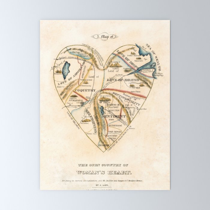"A Map of the Open Country of a Woman's Heart" by D. W. Kellogg (c. 1833-1842) Mini Art Print