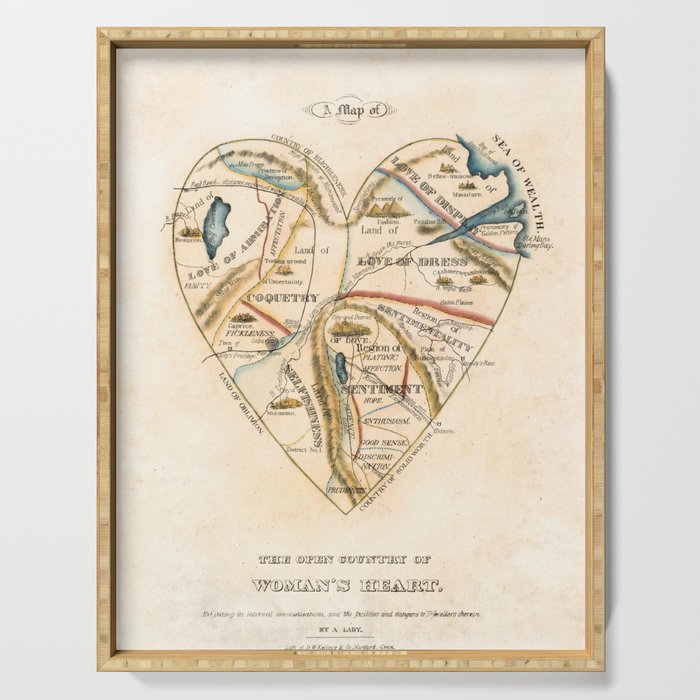 "A Map of the Open Country of a Woman's Heart" by D. W. Kellogg (c. 1833-1842) Serving Tray
