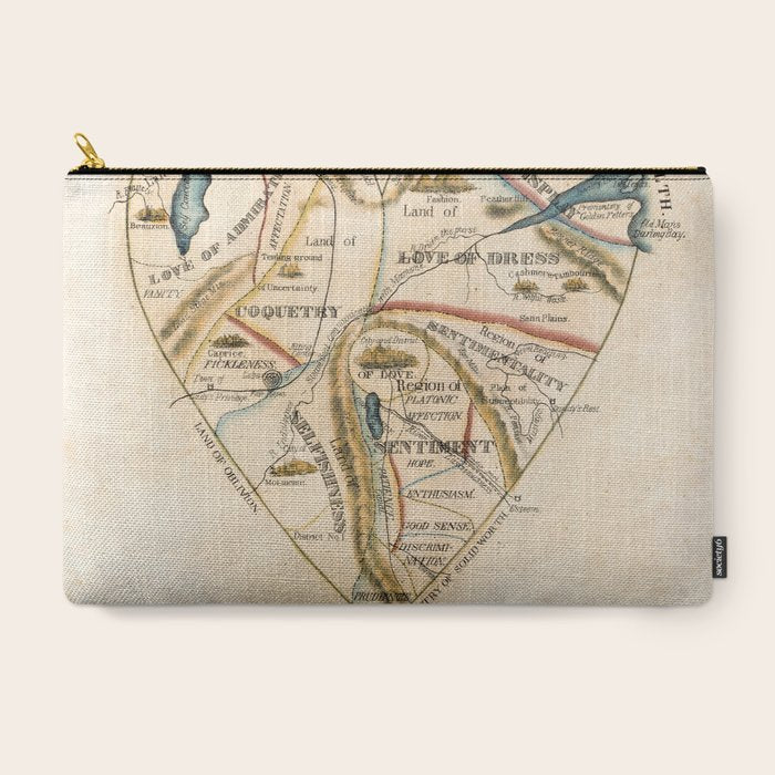 "A Map of the Open Country of a Woman's Heart" by D. W. Kellogg (c. 1833-1842) Carry All Pouch