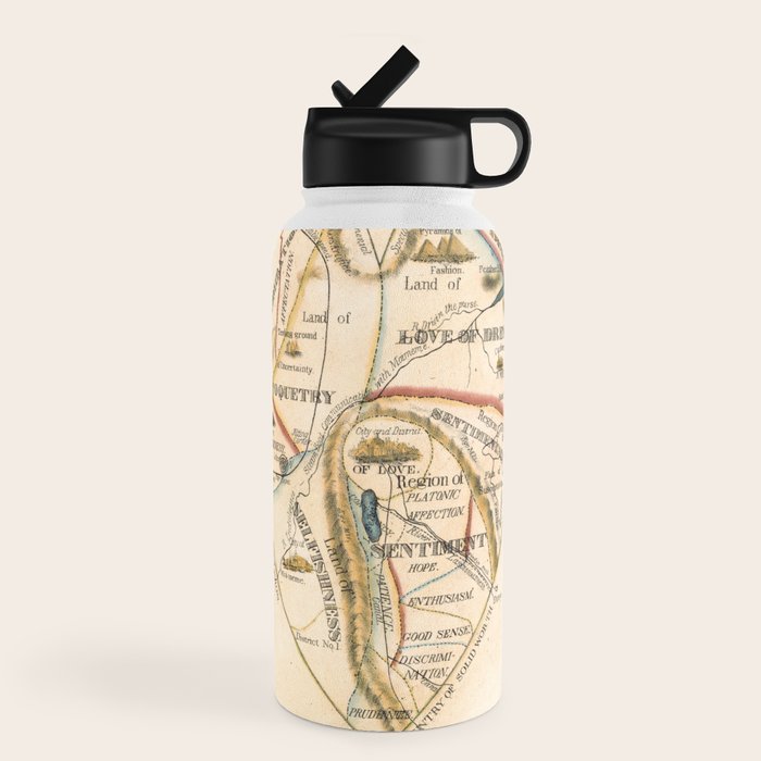 "A Map of the Open Country of a Woman's Heart" by D. W. Kellogg (c. 1833-1842) Water Bottle
