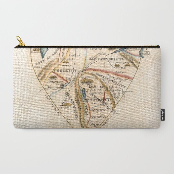 "A Map of the Open Country of a Woman's Heart" by D. W. Kellogg (c. 1833-1842) Carry All Pouch