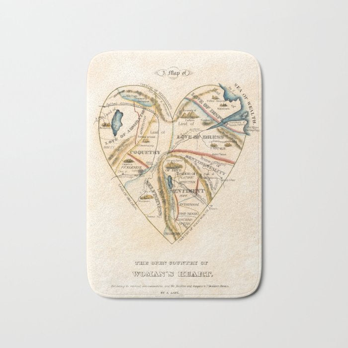"A Map of the Open Country of a Woman's Heart" by D. W. Kellogg (c. 1833-1842) Bath Mat
