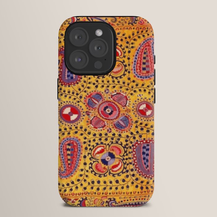 19th Century Uzbekistan Suzani with Gold Background  iPhone Case
