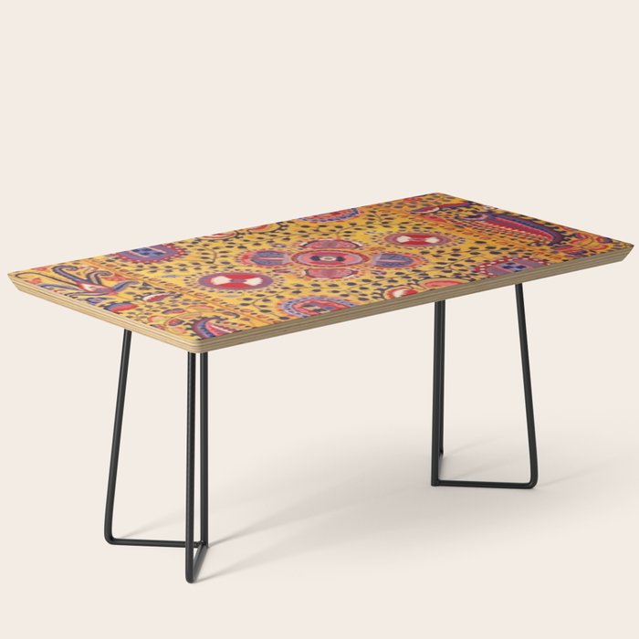 19th Century Uzbekistan Suzani with Gold Background  Coffee Table