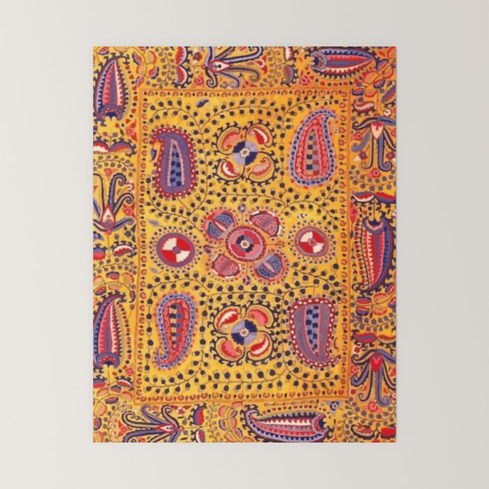 19th Century Uzbekistan Suzani with Gold Background  Mini Art Print