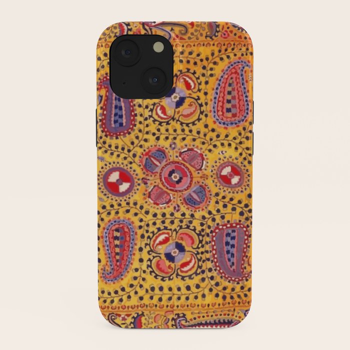 19th Century Uzbekistan Suzani with Gold Background  iPhone Case
