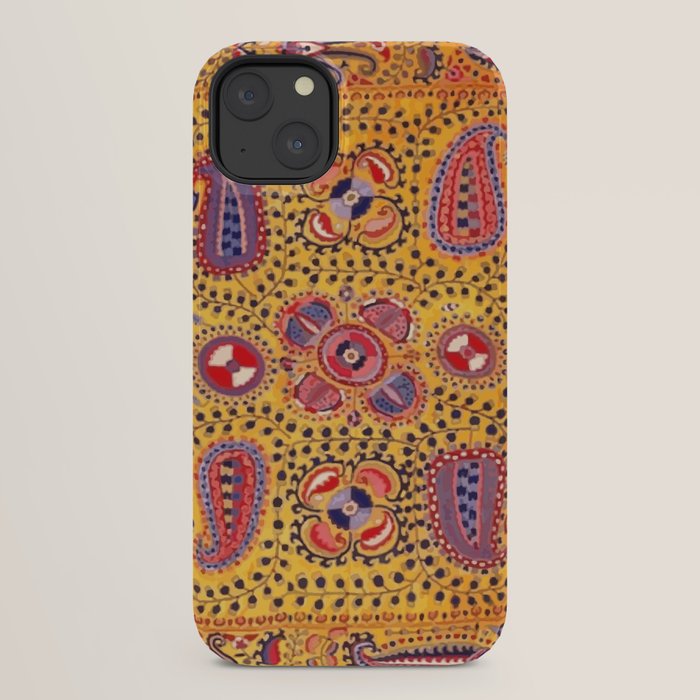 19th Century Uzbekistan Suzani with Gold Background  iPhone Case