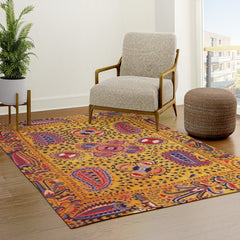 19th Century Uzbekistan Suzani with Gold Background  Rug