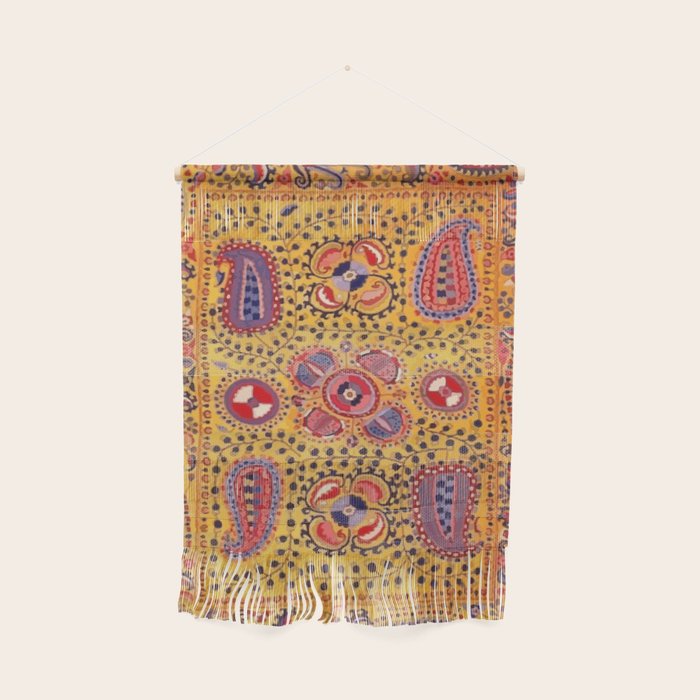 19th Century Uzbekistan Suzani with Gold Background  Wall Hanging