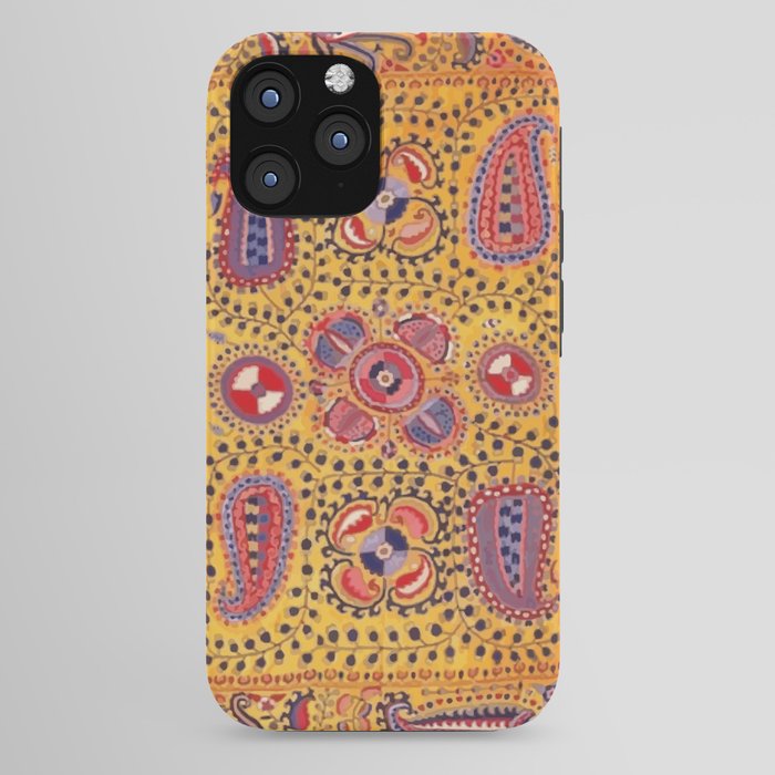 19th Century Uzbekistan Suzani with Gold Background  iPhone Case