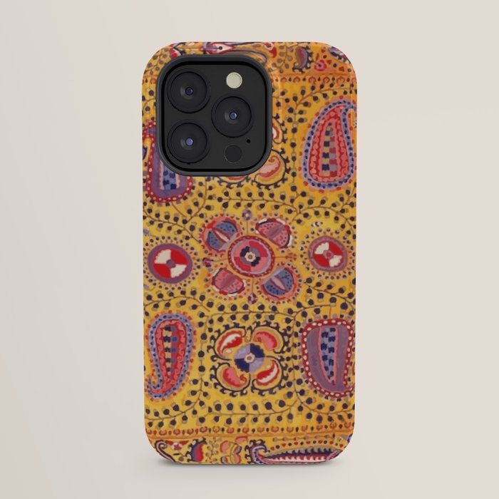 19th Century Uzbekistan Suzani with Gold Background  iPhone Case